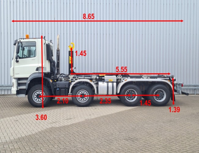 DAF CF 480 FAD 8x4 - 26t. Haakarm, Hooklift, Abrolkipper, Naafreductie, Hubreduction - Retarder TT 4738