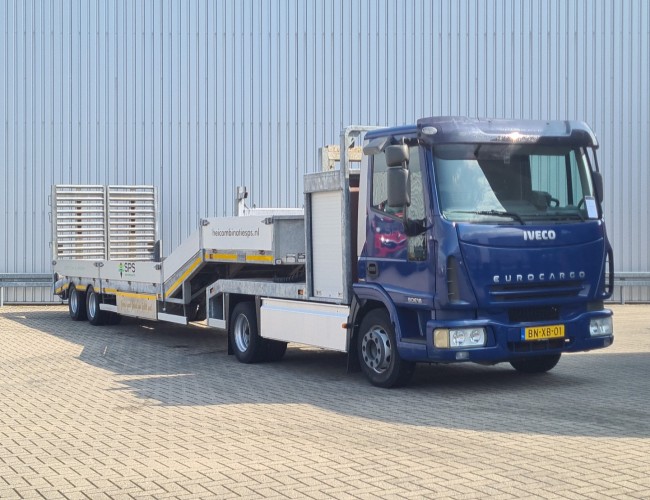 Iveco EuroCargo 90E18 21t. max. Train weight, GVW, Low loader, Loading ramp, Machine transporter, (BE combi) TT 4744