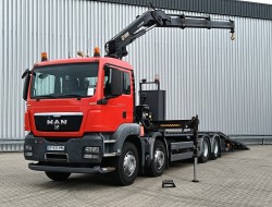 MAN TGS 35.360 8x2 - 16 TM Kraan, Machine transporter, Oprijwagen, afsleepwagen 6,2 T. lier TT 4765