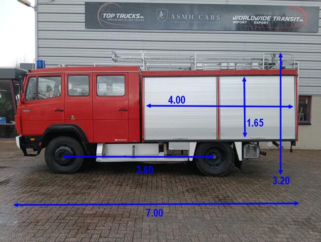 Mercedes-Benz 1120 AF 4x4 - 1.600 ltr watertank -Feuerwehr, Fire brigade- Crew Cab - Expeditie, Camper, Low Gear! TT 4704
