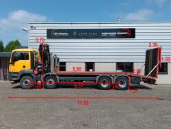 MAN TGS 35.360 8x2 - Hiab 16 TM Kraan, Machine transporter, Oprijwagen, afsleepwagen 6,27 T. lier TT 4832