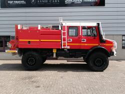 Mercedes-Benz Unimog U 5000 4x4 - (type 437.4) 4000 ltr -Lier, Winch -Feuerwehr Doppelkabine,Uberrollkafig - Rosenbauer - Expeditievoertuig, Camper TT 4836
