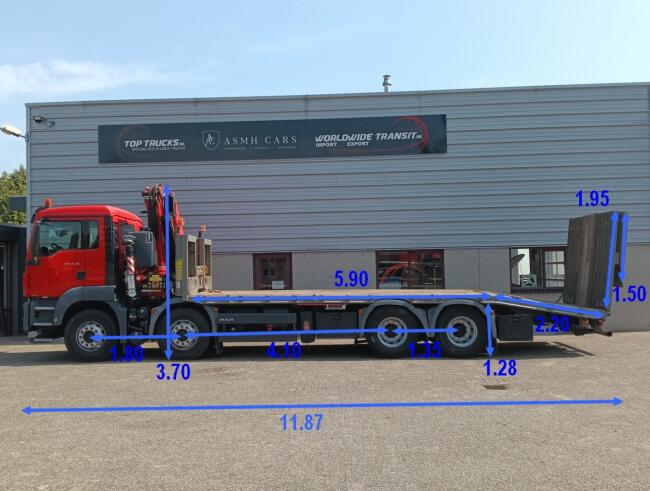 MAN TGS 35.360 8x2 - Fassi 23TM Kraan, Machine transporter, Oprijwagen, afsleepwagen 6.2T. lier TT 4842-B