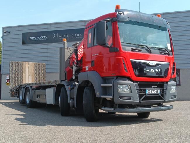 MAN TGS 35.360 8x2 - Fassi 23TM Kraan, Machine transporter, Oprijwagen, afsleepwagen 6.2T. lier TT 4842-B