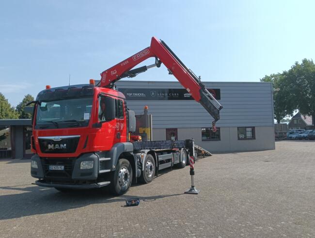 MAN TGS 35.360 8x2 - Fassi 23TM Kraan, Machine transporter, Oprijwagen, afsleepwagen 6.2T. lier TT 4842-B