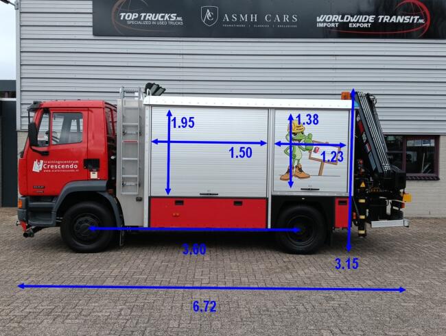 DAF 55.230 TI HIAB 8.7 TM Kraan, Crane, Kran -Brandweerwagen, Firetruck, Feuerwehr -Aggregaat, Generator TT 4922