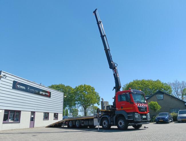 MAN TGS 35.360 8x2 - Hiab 22TM Kraan, Machine transporter, Oprijwagen, afsleepwagen 6.7T. lier TT 4933