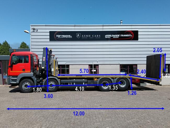 MAN TGS 35.360 8x2 - Hiab 22TM Kraan, Machine transporter, Oprijwagen, afsleepwagen 6.7T. lier TT 4933