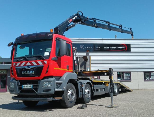 MAN TGS 35.360 8x2 - Hiab 22TM Kraan, Machine transporter, Oprijwagen, afsleepwagen 6.7T. lier TT 4933