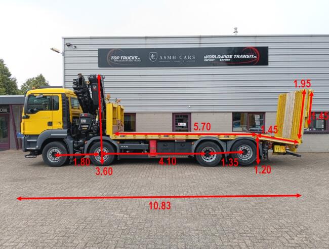 MAN TGS 35.500 8x2 - Hiab 37.7TM Kraan, Machine transporter, Oprijwagen, afsleepwagen 6.2T. lier TT 4936
