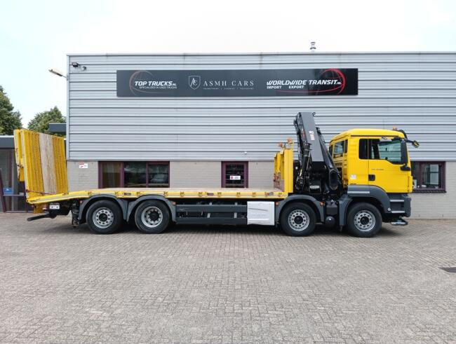 MAN TGS 35.500 8x2 - Hiab 37.7TM Kraan, Machine transporter, Oprijwagen, afsleepwagen 6.2T. lier TT 4936