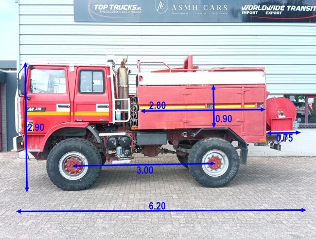 Renault M 210 Midliner 4x4 -Brandweer, Feuerwehr, Fire brigade -3.500 ltr watertank - Expeditie, Camper, 100km/hour TT 4948