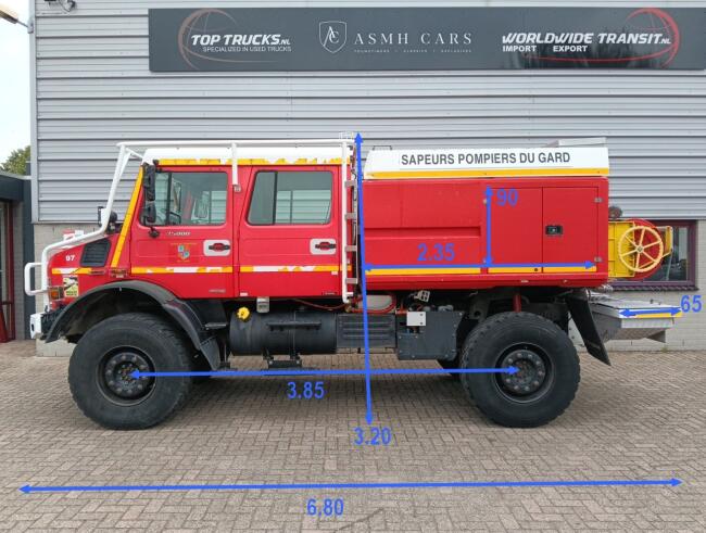 Mercedes-Benz Unimog U 5000 4x4 - (type 437.4) 3.900 ltr - Hydraulische Lier, Winch -Feuerwehr Doppelkabine,Uberrollkafig TT 4950