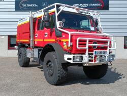 Mercedes-Benz Unimog U 5000 4x4 - (type 437.4) 3.900 ltr -Lier, Winch -Feuerwehr Doppelkabine,Uberrollkafig - Camiva - Expeditievoertuig, Camper TT 4952