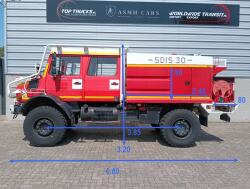 Unimog U 5000 4x4 - Mercedes-Benz (type 437.4) 4.000 ltr - Hydraulische Lier 6.t., Winch -Feuerwehr Doppelkabine,Uberrollkafig TT 4953